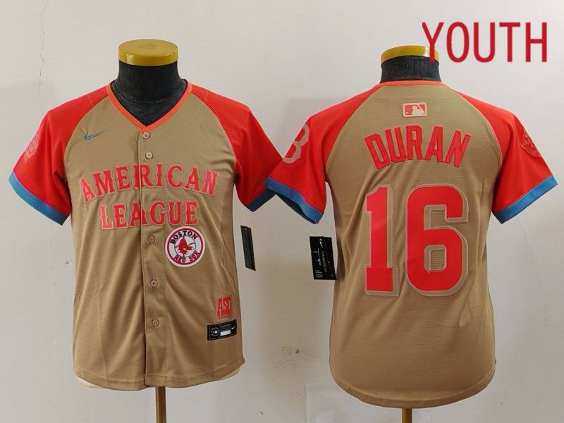 Youth Boston Red Sox #16 Duran Orange All star 2024 Nike MLB Jersey style 3->youth mlb jersey->Youth Jersey
